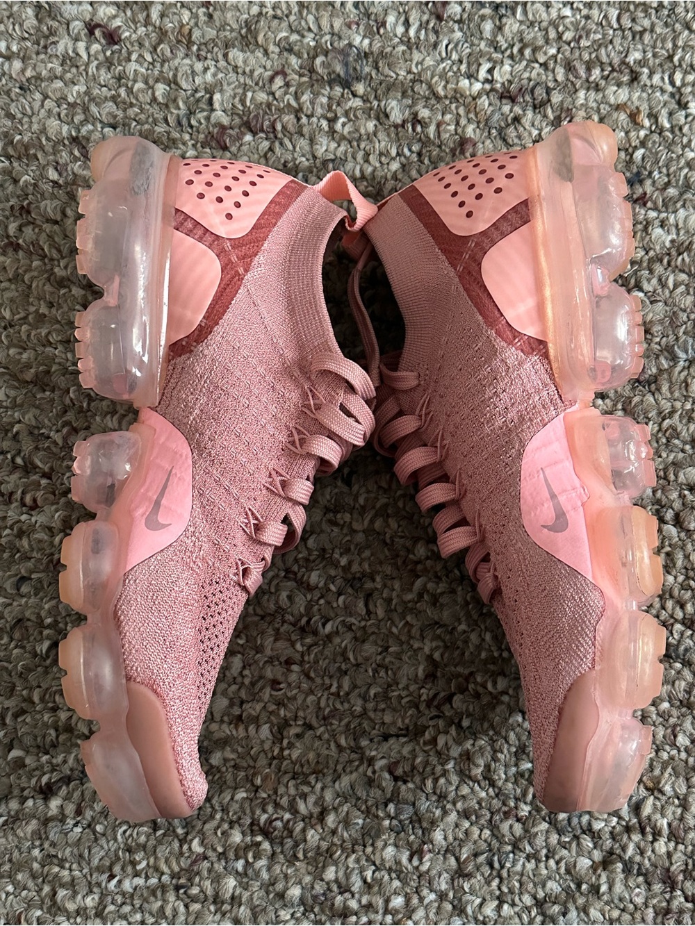 Nike Women’s Pink Flyknit VaporMax-Style Athletic Sneakers - Picture 6 of 8